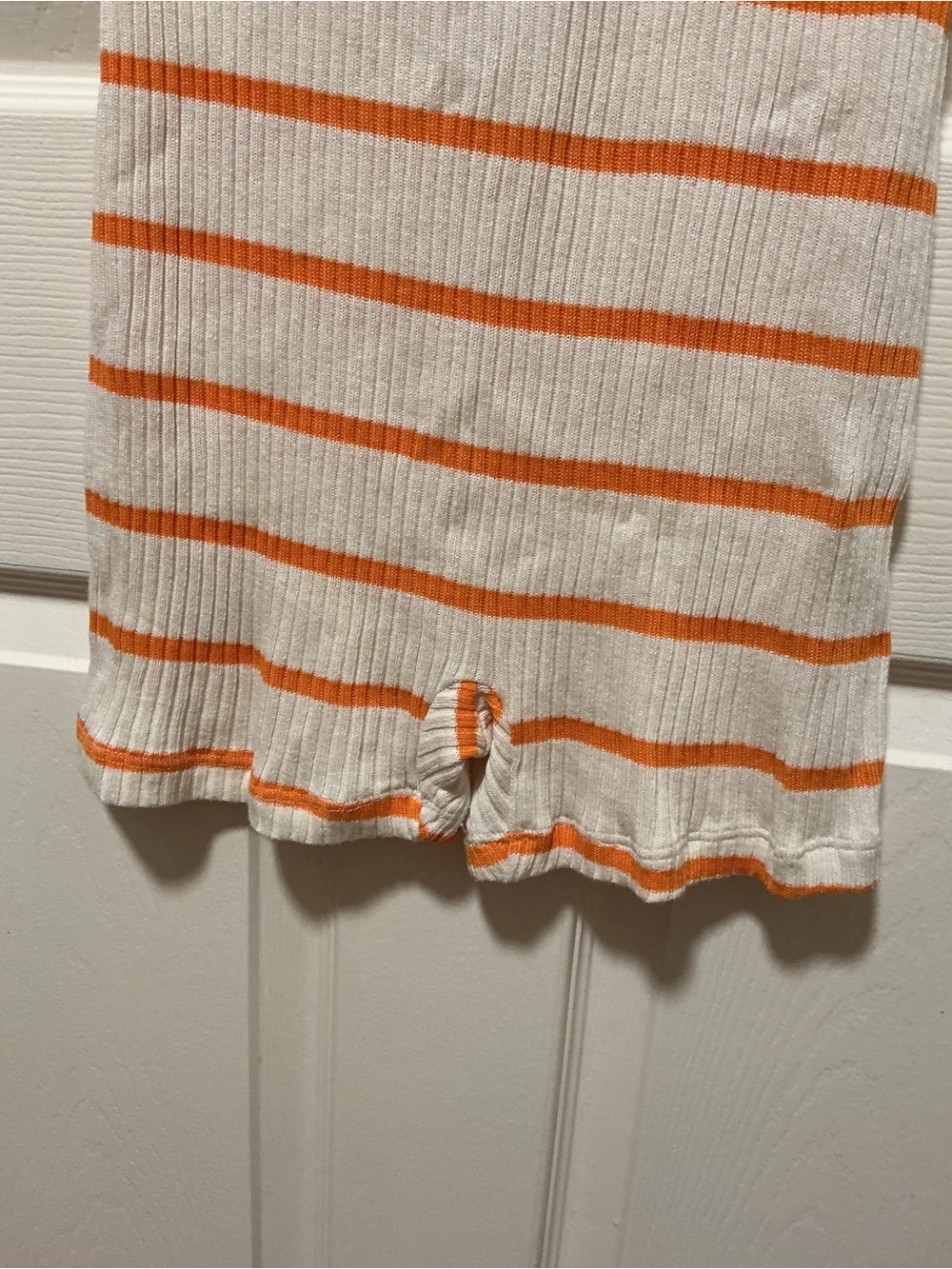 Zara Ribbed Orange Stripe Knit Romper Scoop Neck Ruffle Trim Fitted Size Large - Picture 12 of 12